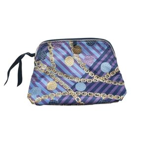 2 For $12 Estee Lauder Blue Purple Silky Chain Print Cosmetic Bag NEW